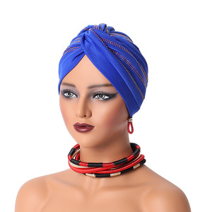 En gros 2024 Nouvelle Arrivée Dames Strass Headtie Mode Plaine Twist Perlé <span class=keywords><strong>Chimio</strong></span> Cancer Headwrap Femmes Africain Turban Cap - Product Image 1