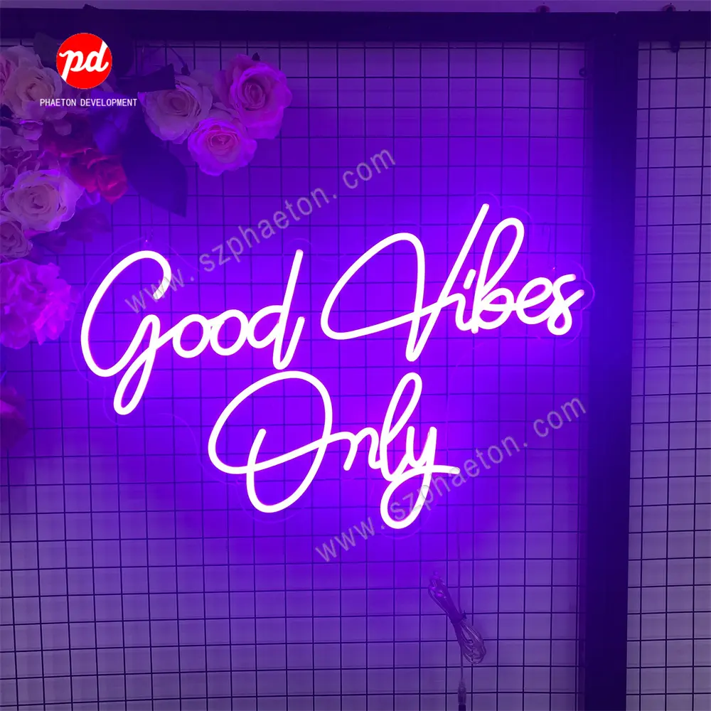 Purple Led Neon Sign Custom Drop Shipping Good Vibes Only Neon Sign for Home Wall Decor Party Supplies Decorations