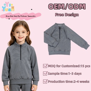 <span class=keywords><strong>Sweat</strong></span>-shirt gris pour enfants à demi-zip, col montant, manches raglan longues, poignets et ourlet côtelés, coupe ample, décontracté, pour le quotidien, vêtement d'extérieur, pull - Product Image 1
