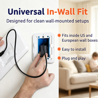 AT-Hub Flush Mount PoE ke Pengisi Daya USBC untuk Echo Hub IEEE 802.3at PoE+ ke Type-C 5V/9V 25W dengan USBC 2.0 Data Kabel