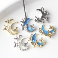 Pendentif lune incrusté de résine d'alliage simple breloques collier à faire soi-même bracelet et autres accessoires