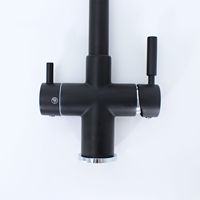 Robinet de cuisine noir mat avec double poignée, robinet mélangeur d'eau potable, eau chaude et froide, filtre à eau, eau gazeuse, robinet 3 en 1