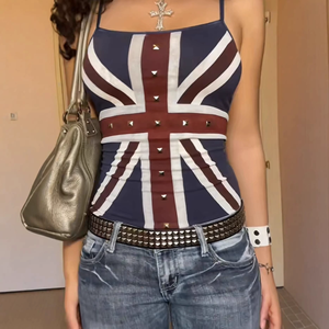 Top Corto de Tirantes con Diamantes de Imitación en Contraste de Color, Estilo Retro, Sexy y Ajustado para Mujer, Verano 2026 - Product Image 2