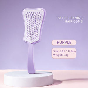 แปรงหวีผมแบบเปียก สำหรับผมพันกัน ดีไซน์หรูหรา พร้อมใบไม้กล้วยแบบมีรูระบายอากาศ ถอดออกได้ ทำความสะอาดตัวเองได้ ขนแปรงไนลอนนุ่มพิเศษ สำหรับผู้หญิงและผู้ชาย - Product Image 6