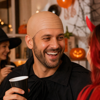 Perruque de moine chauve en caoutchouc simulé pour cosplay d'Halloween, accessoire de tête pour fête costumée et performance, vente en gros