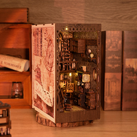 IIECREATE SL-09 Rompecabezas 3D de Madera en Miniatura, Kit de Juguete de Dibujos Animados, Maqueta DIY para Rincón de Lectura, Escala 1:24, con Luz, Ecológico, Juguete Educativo