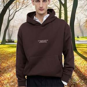 Custom Men's <b>Oversized</b> Knitted Hooded Sweatshirts Embroidered Silicone Print Logo <b>Long</b> Length <b>Hoodies</b> for Autumn Season ODM - Product Image 2