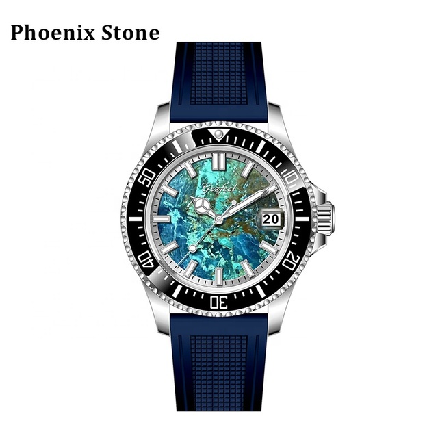 Novel Stone Dial Custom Logo Fashion Automatic Mechanical Watch OEM Men Private Label Diver Watches 100m ODM OEM