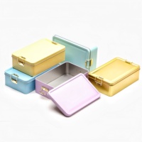 Boîte de rangement rectangulaire personnalisée en fer blanc recyclable pour emballage alimentaire, avec fermeture à boucle, idéale pour chocolats, snacks, gâteaux, bonbons et biscuits