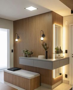 Tianyun stile moderno Akupanel legno doghe pannello acustico insonorizzato decorazione della parete per la camera da letto di Design legno Akustik decorazione della parete - Product Image 2