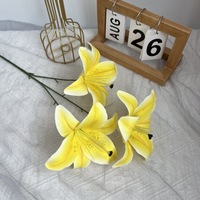 Fleurs artificielles haut de gamme imprimées en 3D, simulation de lys à 3 têtes pour décoration de salle de mariage, ruban de fleurs artificielles