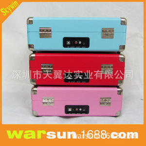 Haut-parleur portable avec étui en cuir, tourne-disque, couleurs rose, rouge, bleu, interface USB 3.0, lecteur audio portable Bluetooth - Product Image 2