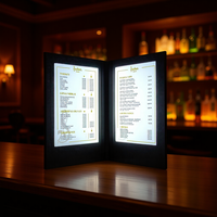 Panneau de menu de table LED rechargeable en acrylique double/triple face pour mariages, anniversaires, fêtes de Noël - Design moderne