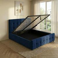 Tête de lit capitonnée moderne en tissu pour lit King Size, cadre en bois de pin, sommier avec rangement, mousse durable, gain de place, 3-5 places