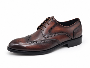 Zapatos Oxford de vestir formales con cordones y punta redonda de cuero genuino para hombre, color marrón - Product Image 6