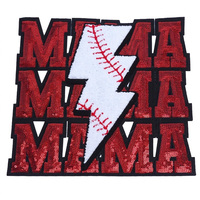 Patch brodé à sequins 'Baseball Mama' avec lettre en forme de cœur, thermocollant pour T-shirt, sweat à capuche, chapeau, accessoires vestimentaires, vente en gros