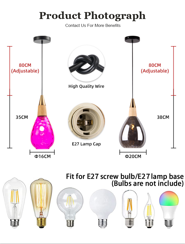 Hot selling factory price  Home Bedroom kitchen hotel  hanging lamp  Modern colorful glass Pendant Light