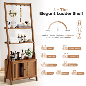 Estantería de Bambú Multifuncional de Estilo Moderno, Gran Capacidad, Armario para Libros Independiente, Estante Ajustable, Fácil Almacenamiento - Product Image 2