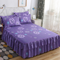 Parure de lit 3 pièces de luxe moderne à imprimé floral, qualité hôtelière, avec protège-matelas et drap-housse à jupe