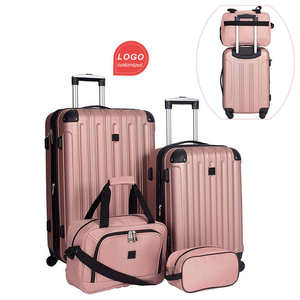 Valises vintage durables en ABS, ensemble de 3 pièces, <span class=keywords><strong>chariot</strong></span> à bagages portable pour hommes et femmes, pour voyages, excursions, affaires - Product Image 1