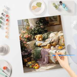 CHENISTORY <span class=keywords><strong>Peinture</strong></span> par numéros pour adultes, kit de démarrage, <span class=keywords><strong>tableau</strong></span> acrylique Ours sur canapé avec numéros, artisanat pour la décoration intérieure - Product Image 2