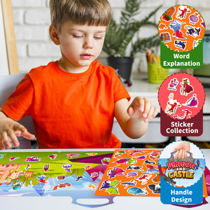 <span class=keywords><strong>Livre</strong></span> d'activités sensorielles pour enfants Lonng Castle, <span class=keywords><strong>livre</strong></span> d'autocollants en papier 3D à motifs de dessins animés, réutilisable, imperméable, <span class=keywords><strong>avec</strong></span> vernis brillant - Product Image 6