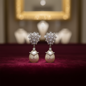 E4056 Orecchini pendenti in oro bianco con design a goccia d'acqua con strass di cristallo per gioielli da donna di lusso per matrimoni - Product Image 2