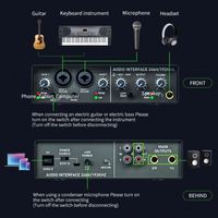 DAYMIC AS-Q24-C02K1 Vente en gros Q24 Pro Carte son portable USB pour studio d'enregistrement, microphone Phantom 48V, mixeur audio stéréo