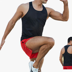 Débardeur de sport pour homme, couleur unie, séchage rapide, pour marathon en extérieur, course à pied, fitness, maille respirante, sans manches, été - Product Image 4