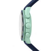 Montre Chronographe à Quartz en Biocéramique, Boîtier Rond, Bracelet Tressé, Phase de Lune, Analogique, pour Affaires et Sport