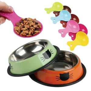 Thép không gỉ chó và mèo thực phẩm bát nước lớn nhỏ Puppy Feeder ăn Bát không trượt vật nuôi bát với Scoop