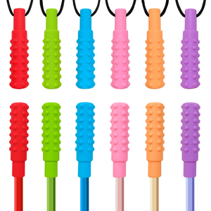 Nouveau collier à mâcher en Silicone pour enfants crayon Topper bijoux à mâcher jouet de dentition Non toxique pour l'autisme a besoin de jouets Fidget - Product Image 1