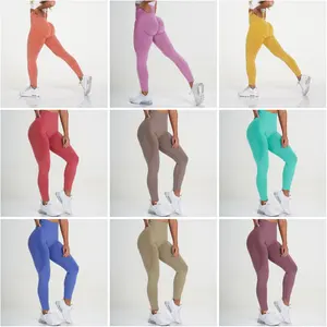 Leggings femininas sem costura, 22 cores, cintura alta, para treino, yoga, scrunch, academia, venda quente, logotipo impresso, 1 peça