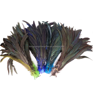 Vente en gros de bricolage de vêtements accessoires de décoration 35-40cm <span class=keywords><strong>plumes</strong></span> de queue de coq blanchies <span class=keywords><strong>avec</strong></span> motif teint en couleur - Product Image 1