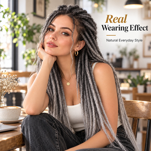 Extensiones <span class=keywords><strong>de</strong></span> rastas 100% cabello humano pre-enlazadas, rastas <span class=keywords><strong>afro</strong></span> rizadas, rastas negras naturales con efecto ombré gris para trenzas <span class=keywords><strong>de</strong></span> ganchillo - Product Image 6