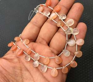 Alta calidad 20 piezas Natural Multi Moonstone facetado forma de pera Briolette cuentas para la fabricación de joyas al por mayor - Product Image 4