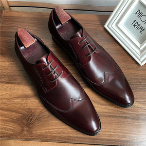 Nuevos zapatos de cuero británicos con cordones y punta en pico, zapatos formales de negocios Brook, zapatos de moda de cuero para jóvenes hombres. - Product Image 5