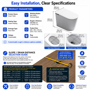 <span class=keywords><strong>WC</strong></span> Smart Monoblocco Moderno con Bidet Integrato, Serbatoio Incorporato, Nessun Limite di Pressione dell'Acqua, <span class=keywords><strong>Coperchio</strong></span> Automatico, Sciacquo con Sensore a Piede, Sedile Riscaldato e Asciugatore - Product Image 3