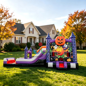 <span class=keywords><strong>Château</strong></span> Gonflable Commercial d'Extérieur pour Enfants, Thème Ferme de Citrouilles d'Halloween, avec Toboggan Aquatique Double Voie et <span class=keywords><strong>Château</strong></span> de Sauts - Product Image 2