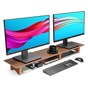 Soporte para monitor de madera maciza, estante de almacenamiento para escritorio, organizador de oficina, tipo rectangular de roble y nogal - Product Image 5
