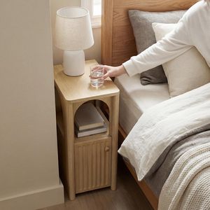 Narrow Nightstand Charging Station <strong>Skinny</strong> <strong>Bedside</strong> <strong>Table</strong> Fluted Modern Wooden End <strong>Table</strong> Space Saving Bedroom Furniture Yuepeng - Product Image 5