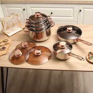 2024 New arrivals đồ dùng nhà bếp thiết lập cảm ứng cảm ứng nấu ăn nồi và nhà bếp soong không dính <span class=keywords><strong>Cookware</strong></span> Set - Product Image 6