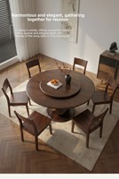 Table à manger ronde en bois massif avec plateau tournant, ensemble de salle à manger pour six personnes, adapté aux restaurants et aux hôtels
