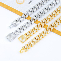 Cadena Cubana de Plata de Ley con Incrustaciones de Moissanita, Estilo Hiphop, Eslabones Cuadrados de 12 mm con Ángulo Afilado, Collar para Hombre, Regalo para Novio