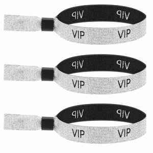 Bracelet en tissu doré VIP pour événements, bracelet tissé en plastique personnalisé avec fermoir, vente en gros d'usine - Product Image 1