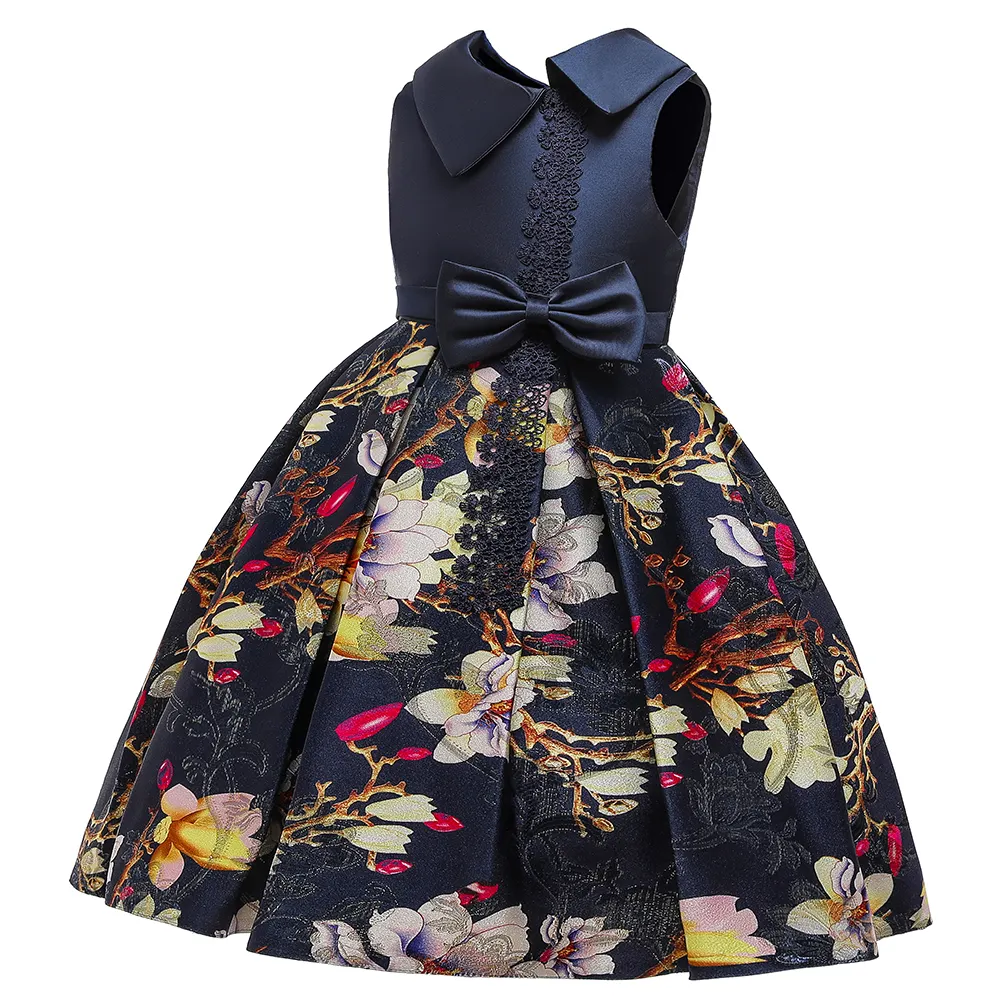 Anak-anak Terbaru Desain Gaun Bayi Pakaian Pabrik Anak Bunga Dicetak Gaun L5173