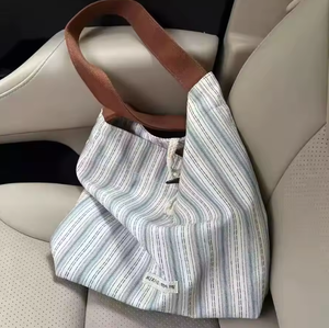 Sac à main en toile décontracté pour femmes, mode estivale, grande capacité, fermeture éclair, doublure en coton, sac de shopping - Product Image 1