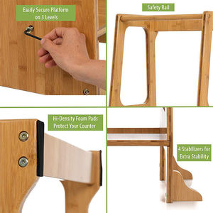 Cross-border <b>bamboo</b> and wood three-in-one folding learning tower Montessori climbing chair children's washroom steps kitchen - Product Image 4