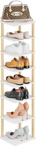 LUCKNOCK Zapatero vertical de 8 niveles Alto Estrecho Independiente Zapatero de madera blanca Torre para entrada <span class=keywords><strong>Dormitorio</strong></span> Espacios pequeños - Product Image 5