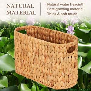 Cesta de Almacenamiento de Ropa Plegable Ecológica de Jacinto de Agua Natural con Soporte para Rollos Mega y Tapa para la Organización del Baño - Product Image 6